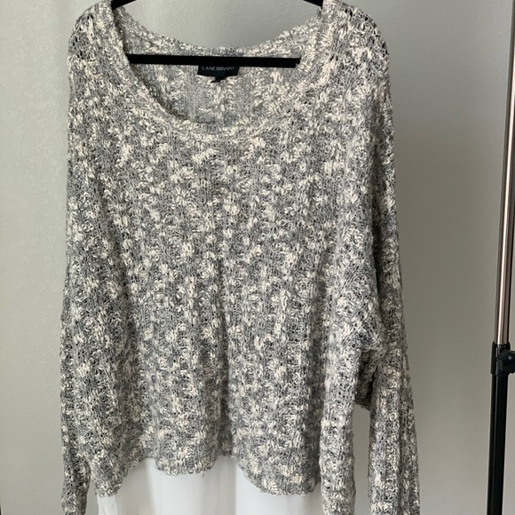 Lane Bryant Cream layered, cream & gray sweater